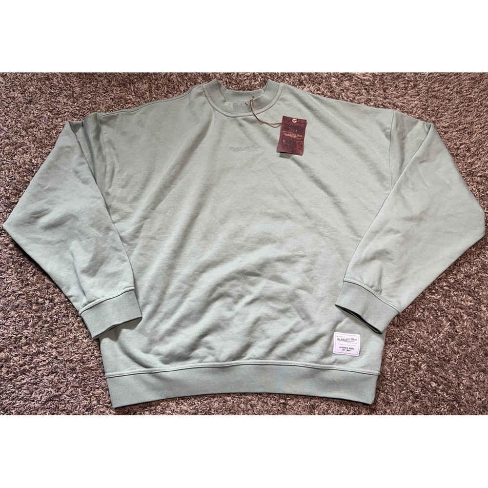 NEW Mitchell & Ness Branded M&N Script Heavy Crewneck (3XL - Sage)